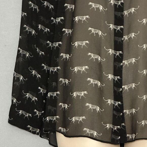Lane Bryant Women Top Plus 14 Black Sheer Cheetah Leopard Classic Retro Office - Picture 3 of 15